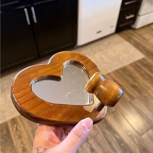 Heart-Shaped Wooden Mirror with Candle Stand